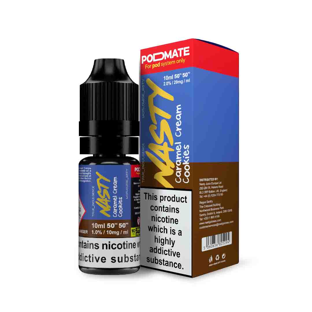 [Old Range ] Nasty Juice PodMate Caramel Cream Cookies Salts E Liquid 10ml-10mg